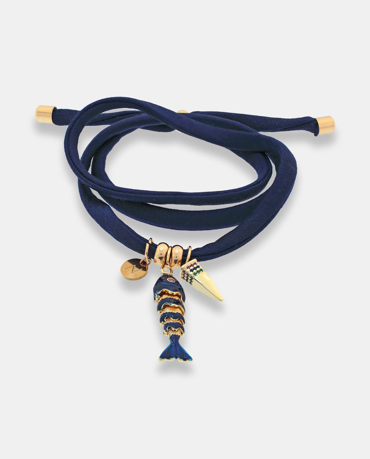Collar Chic azul marino Pez. Elástico regulable