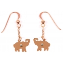 PENDIENTES ELEFANTE CON BRILLANTE ORO ROSA