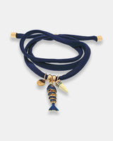 Collar Chic azul marino  Pez. Elástico regulable